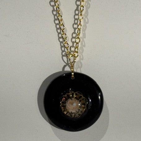 " A Touch of Opal, A Dash Of Rose" - 2 pc mixed metal necklace set
