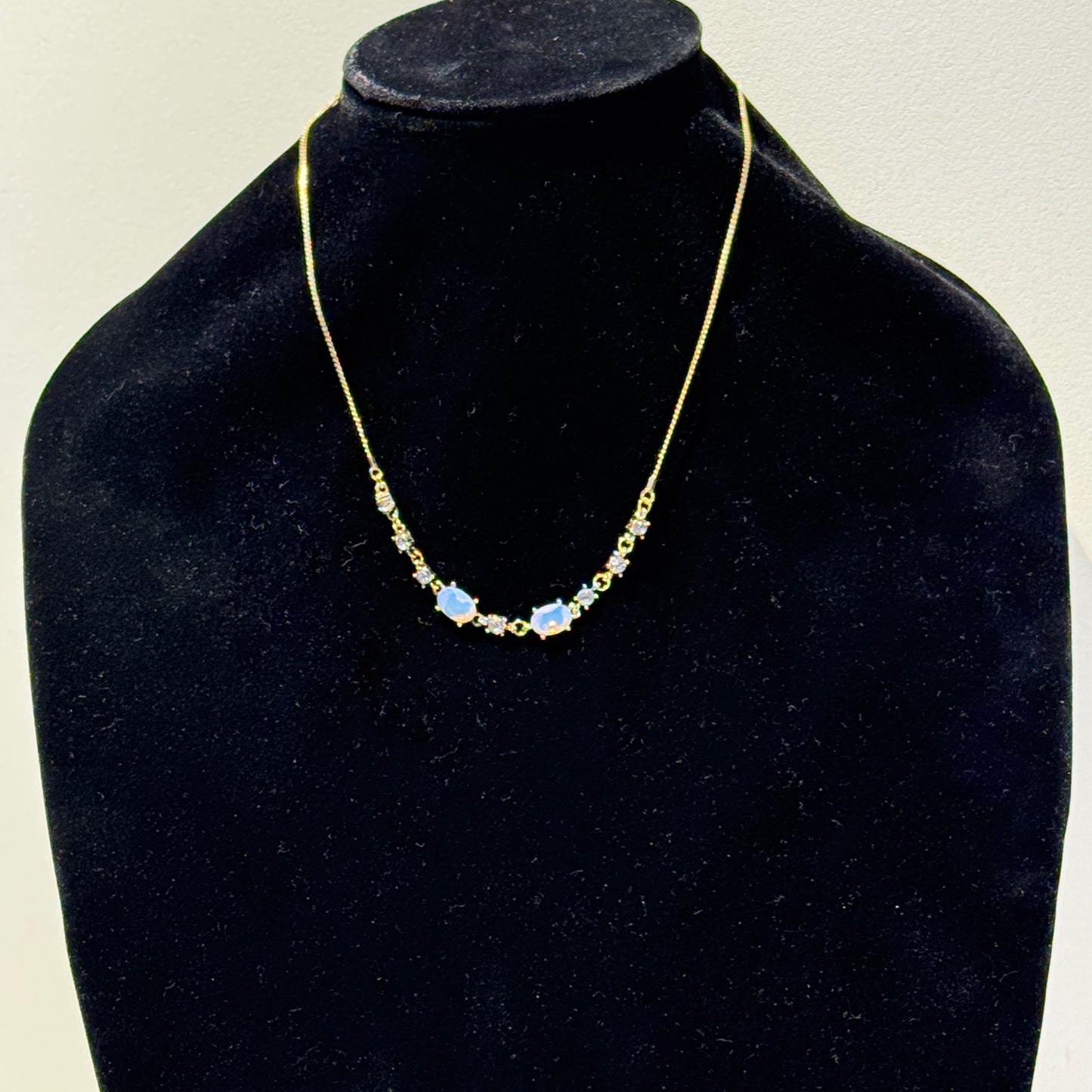 "Delicate sparkle, timeless glow." - Necklace with opals and crystals